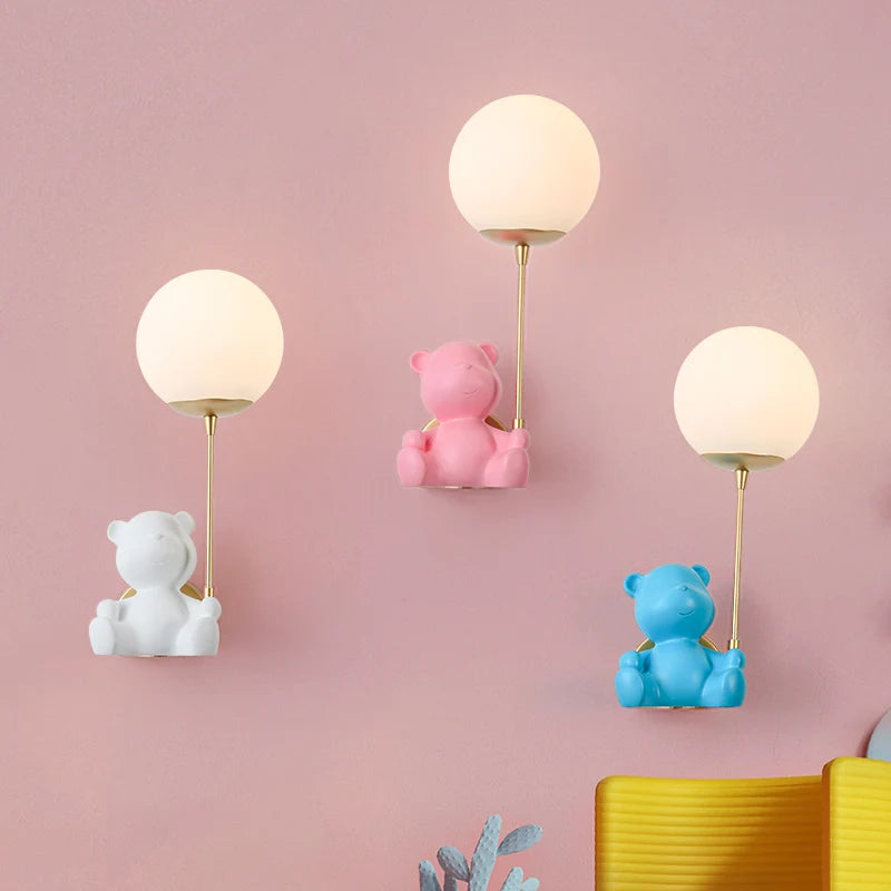 applique murale ours avec interrupteur à tirer pour enfants - vue 2 sur 12