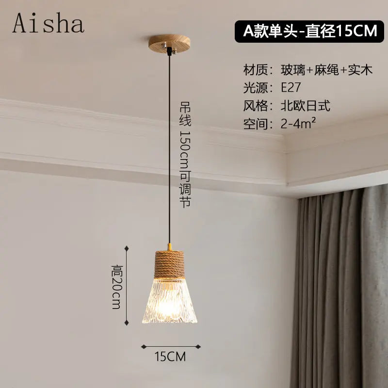 lustre nordique japonais trois têtes design créatif intérieur suspendu - vue 6 sur 13