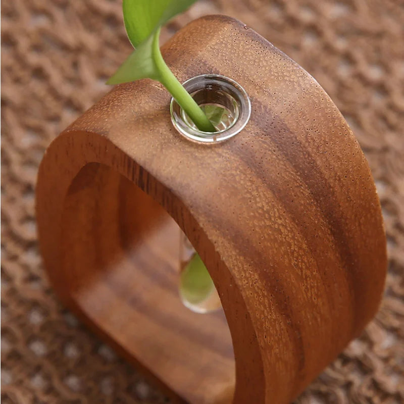 ustensile floral en bois massif vase en verre pour plantes en eau - vue 7 sur 7