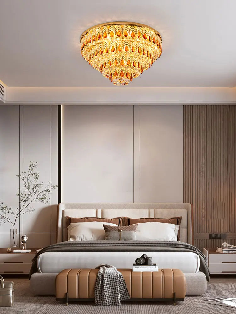 plafonnier led en chrome doré design élégant pour intérieur - vue 3 sur 13