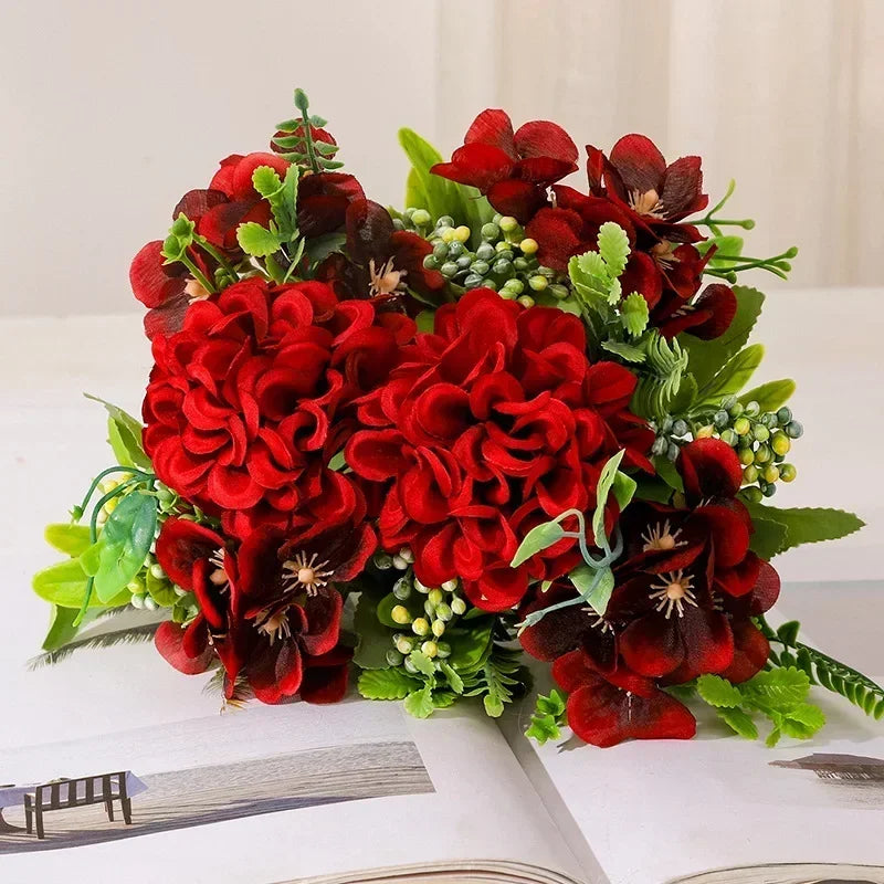 bouquet de chrysanthèmes en soie pour décoration de jardin - vue 3 sur 13
