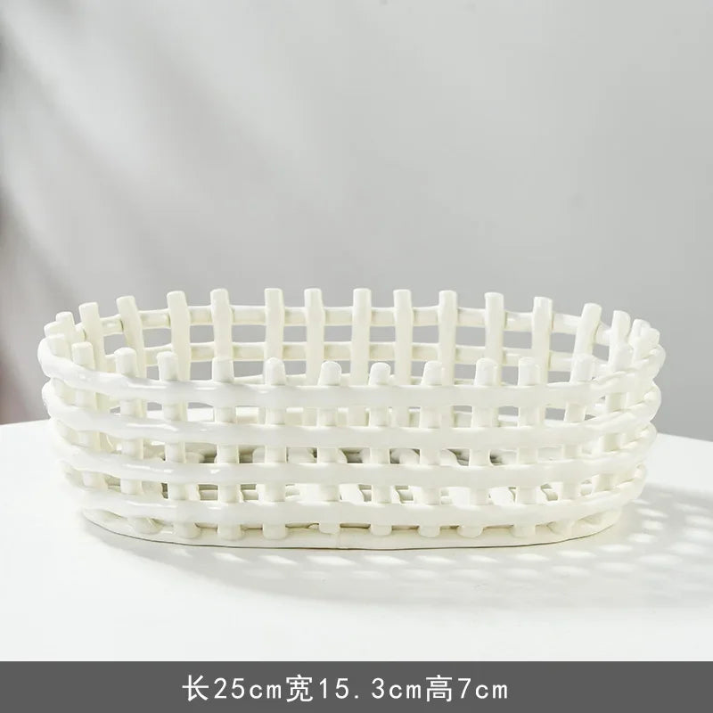 panier de rangement en céramique pour fruits et ustensiles de cuisine - vue 17 sur 21