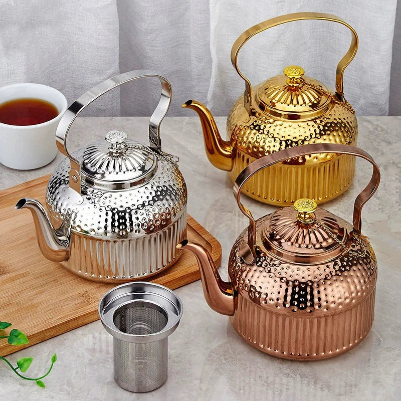 Théière inox motif martelé avec filtre 1 8l