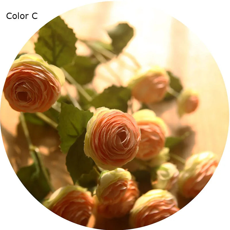 fleurs artificielles en soie roses et renoncules pour décoration de mariage - vue 12 sur 13
