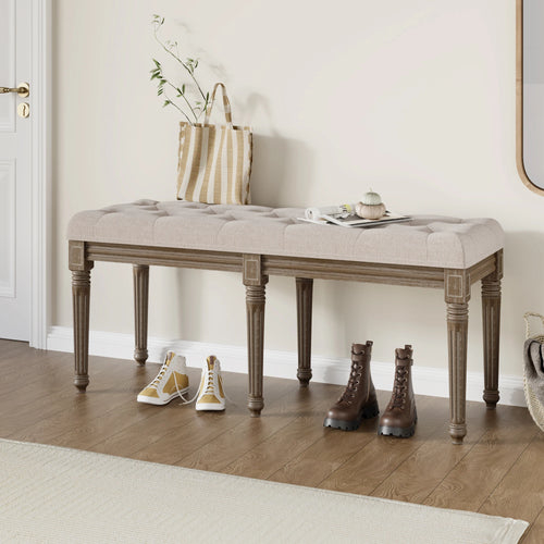 banc d'entrée capitonné en bois pour chaussures et rangement - vue 3 sur 8