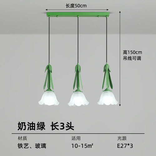lustre suspendu à led en verre blanc laiteux à 3 têtes - vue 7 sur 12