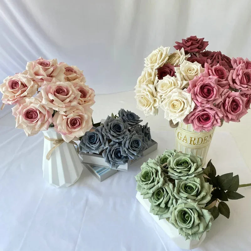 bouquet de roses artificielles en soie pour décoration intérieure - vue 5 sur 17