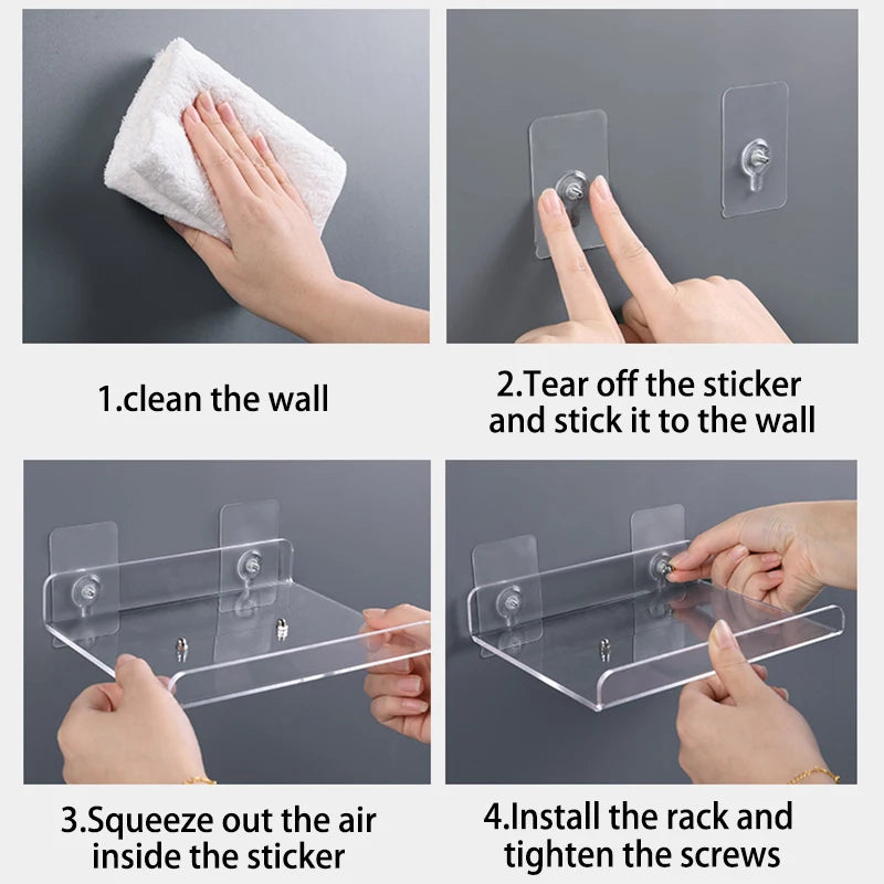 étagère murale flottante en acrylique transparent pour rangement organisé - vue 4 sur 57