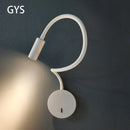 GYS mur Led lampe chevet liseuse 3W Spot lumière interrupteur marche/arrêt blanc noir Table bureau Flexible AC85-265V éclairage intérieur