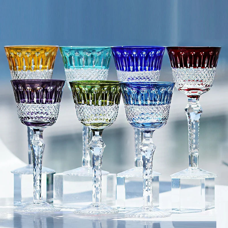 Verres à vin antique gravé main pied taillé - vue 5 sur 7