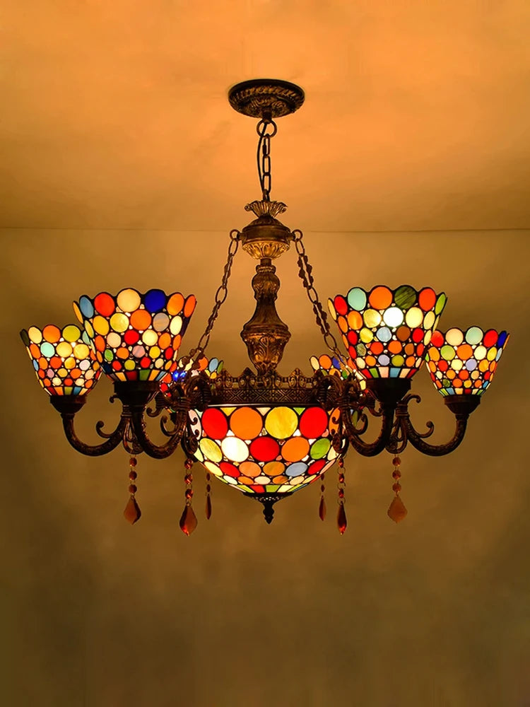 suspension en verre tiffany design moderne pour éclairage intérieur