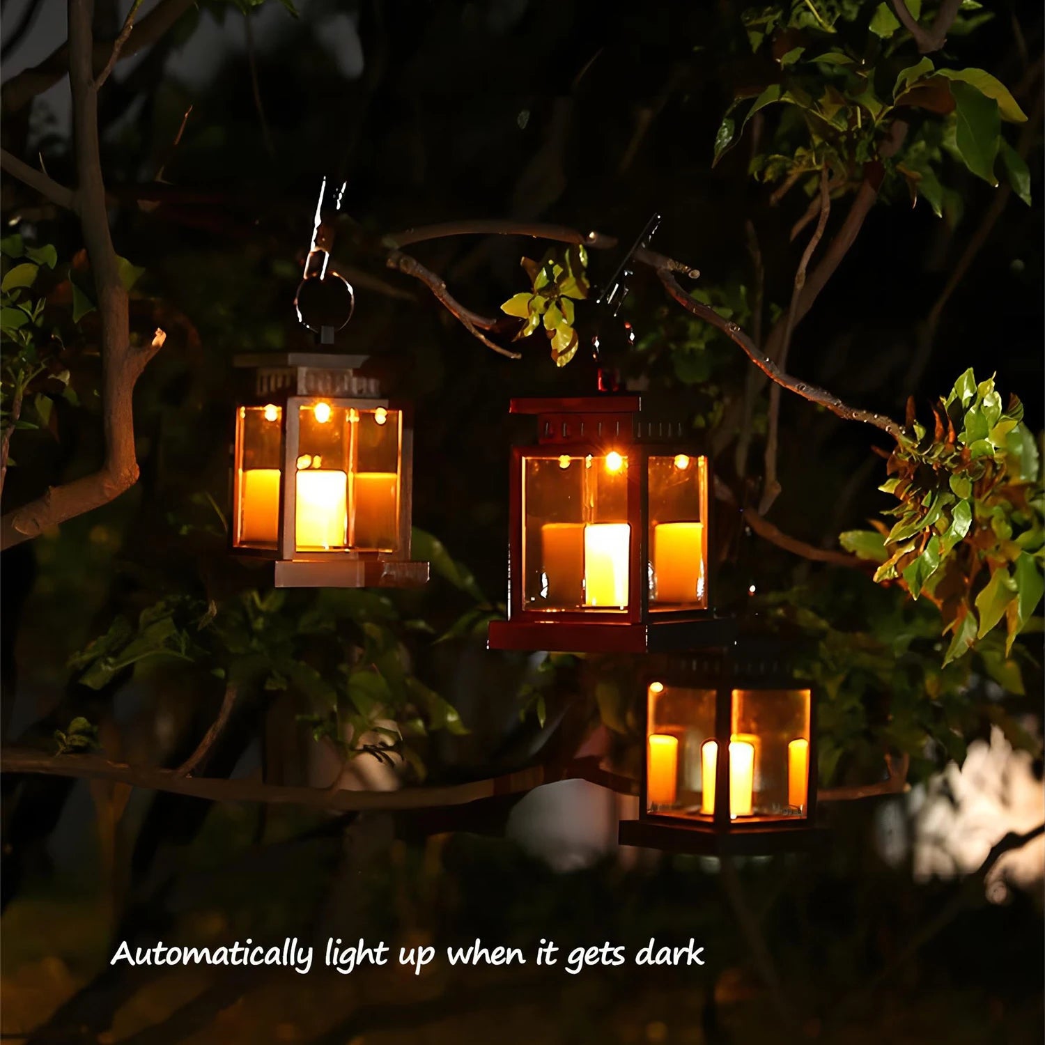 LED lumières solaires bougie lanterne extérieure palais lanterne lampe de jardin avec crochet paysage éclairage lampadaires étanche noël - vue 4 sur 7