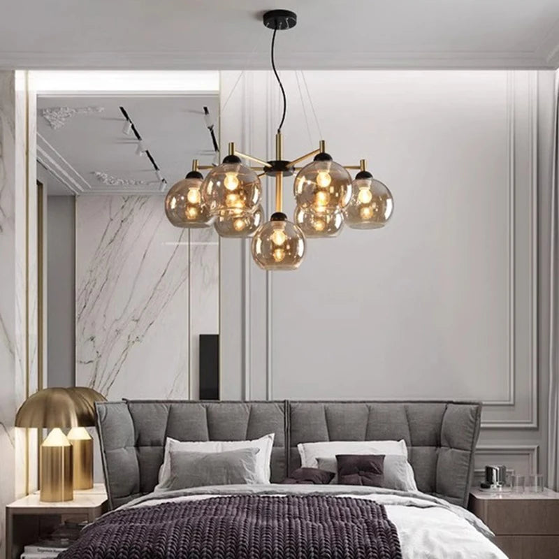 Lustre design Moderne à boule en verre home - vue 7 sur 12