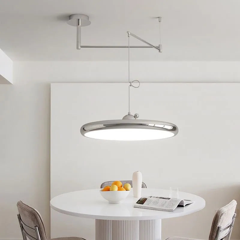 Suspension pliantes rétractables nordiques laiteux jaune argent suspension Restaurant Table à manger bureau lustre lampe 220V - vue 2 sur 10