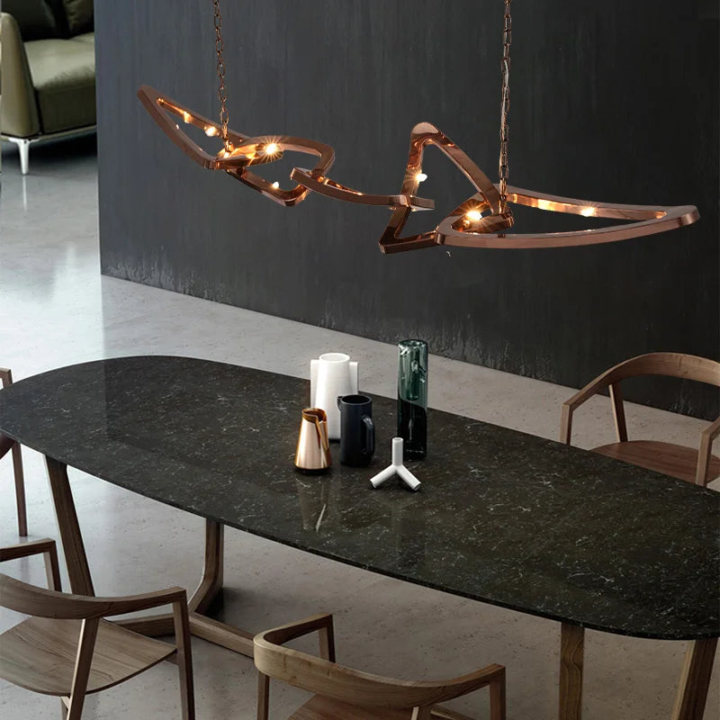 lustre de luxe en acier inoxydable pour bar et restaurant