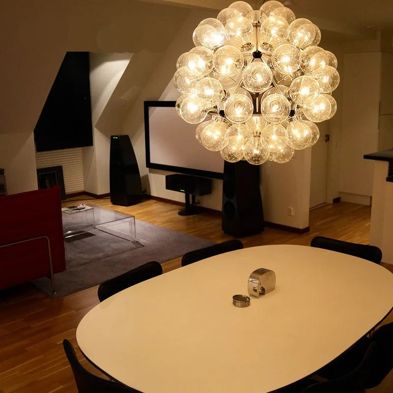 lustre à led en verre chromé et doré pour décoration intérieure - vue 5 sur 12