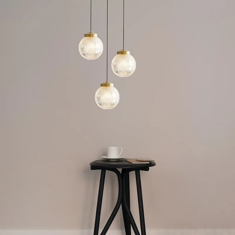suspension moderne en cuivre avec cordon en verre réglable - vue 3 sur 9