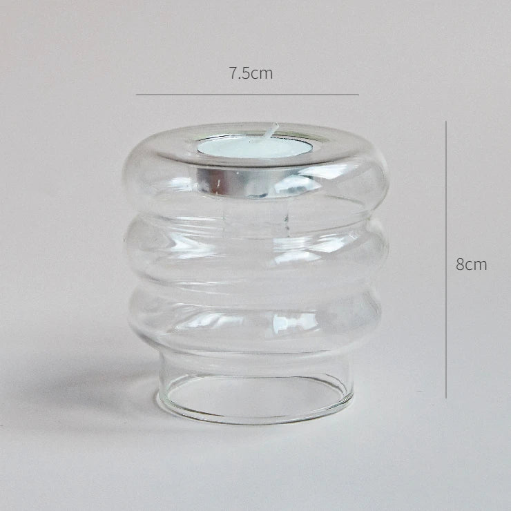 bougeoir en verre transparent décoration intérieure moderne nordique - vue 31 sur 31
