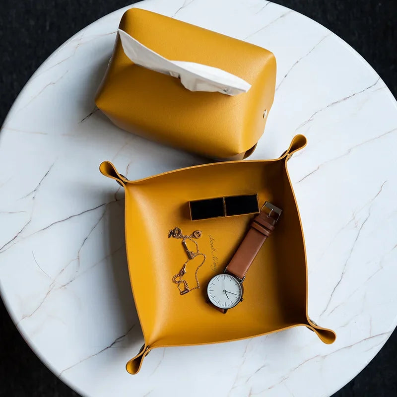 boîte de rangement nordique en cuir pour bureau et bijoux - vue 4 sur 19