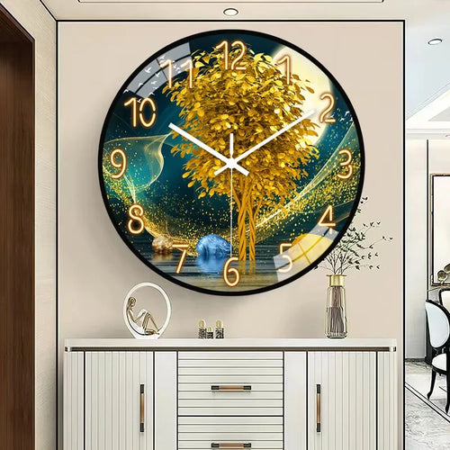 horloge murale en verre design moderne style chinois créatif et muet - vue 3 sur 11
