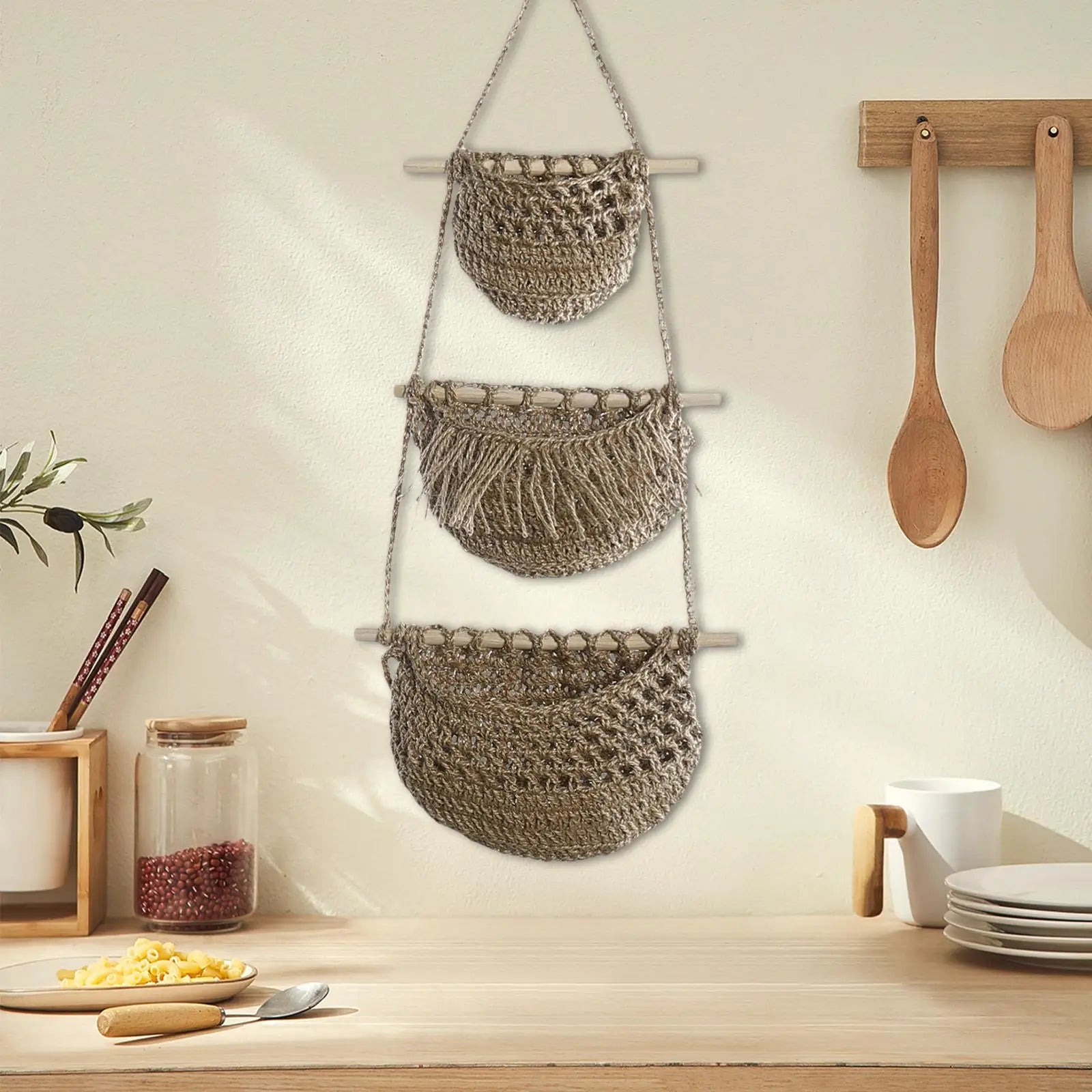 paniers suspendus boho pour fruits et légumes polyvalents - vue 7 sur 9
