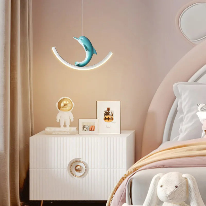suspension led enfant motif dauphin et ours - vue 5 sur 9