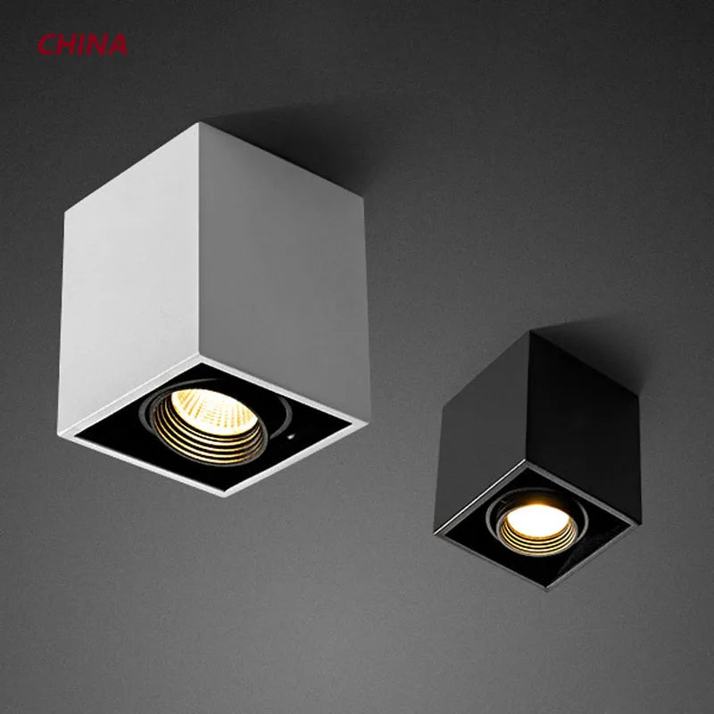 Spot Carré LED plaine COB plafond simple tête GU10 remplaçable - vue 3 sur 8