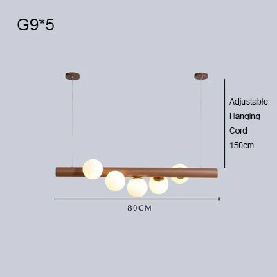 lustre en bois de noyer et verre design moderne pour intérieur élégant - vue 10 sur 13