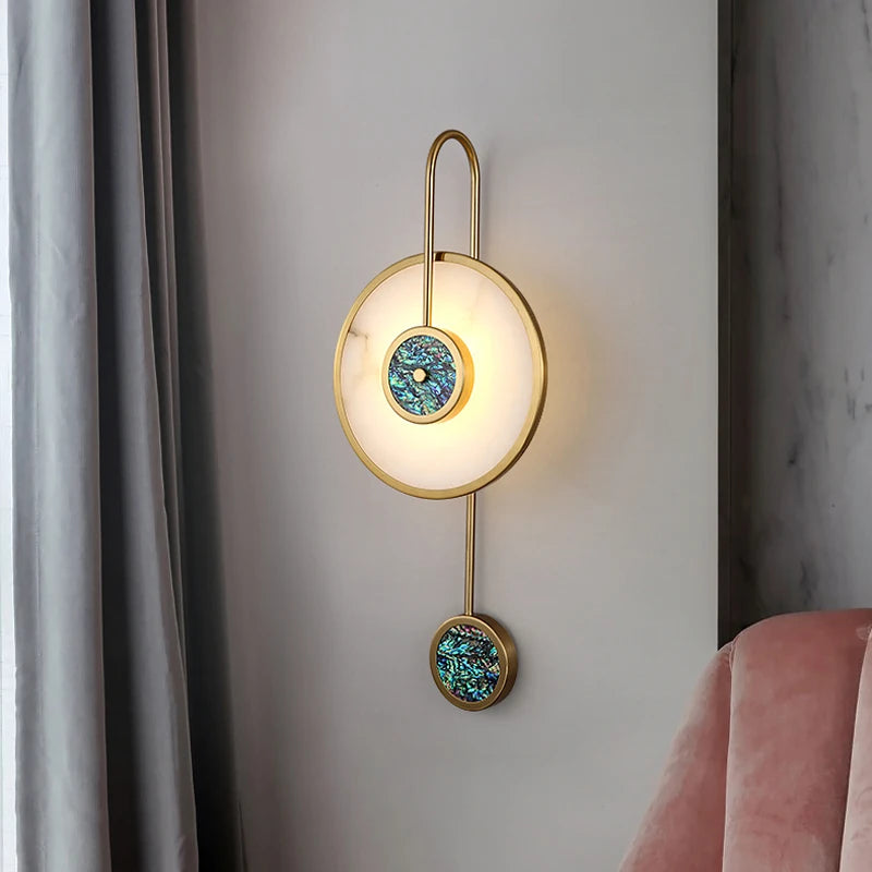 applique murale de luxe en marbre avec pierres précieuses intégrées