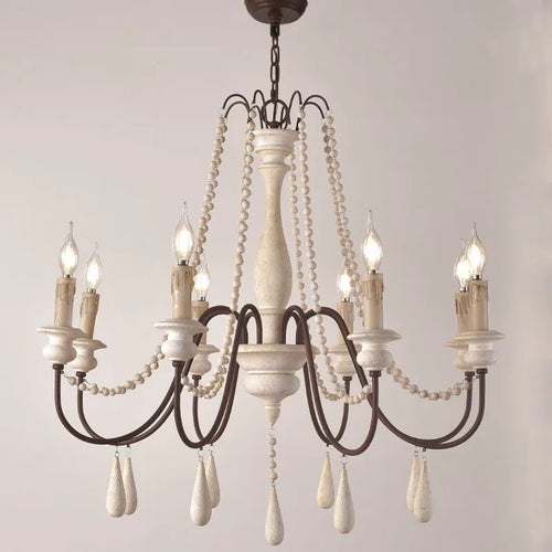 lustre à bougies led en bois pour galerie dart et éclairage intérieur - vue 3 sur 9