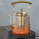 Théière japonaise verre borosilicate rétro poignée cuivre