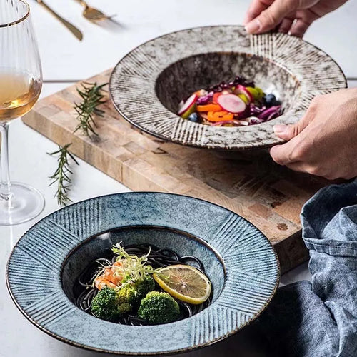 Assiette creuse ceramique style chapeau paille japonais kawaii