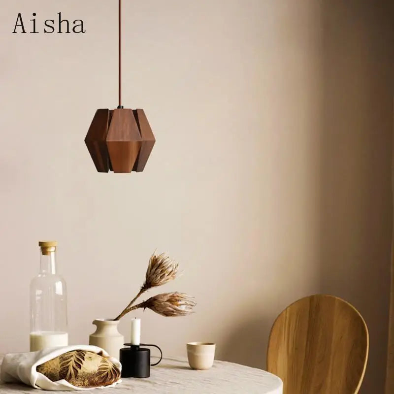 suspension rétro en bois massif pour un intérieur élégant - vue 4 sur 9