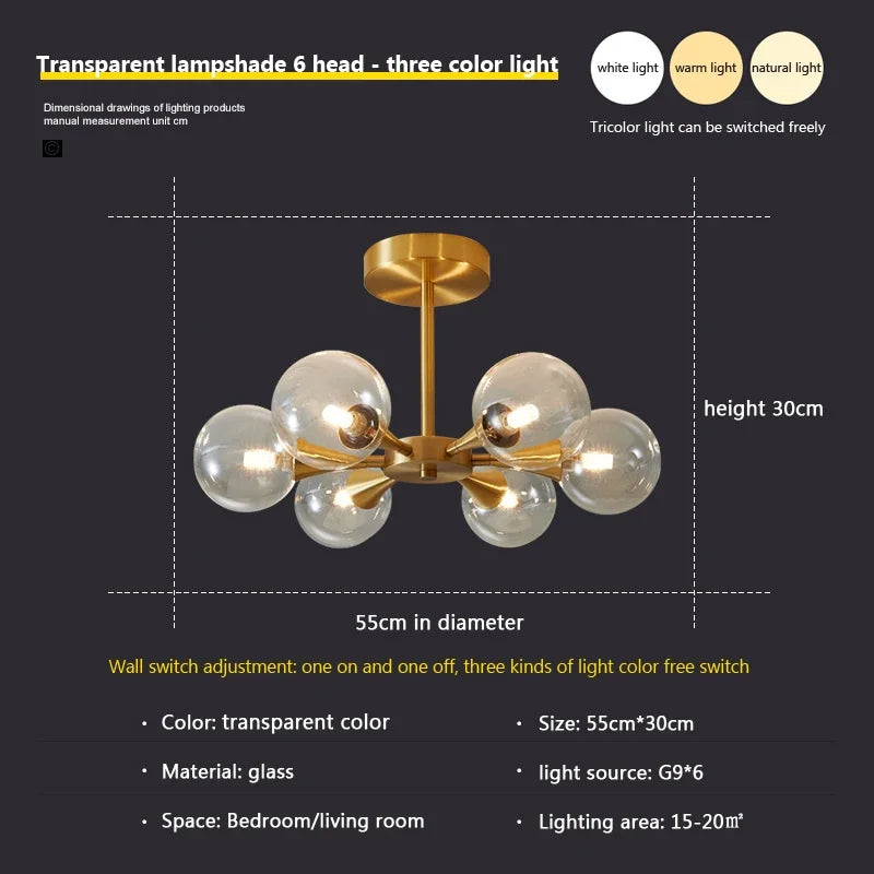 lustre nordique en verre blanc pour éclairage intérieur - vue 7 sur 23