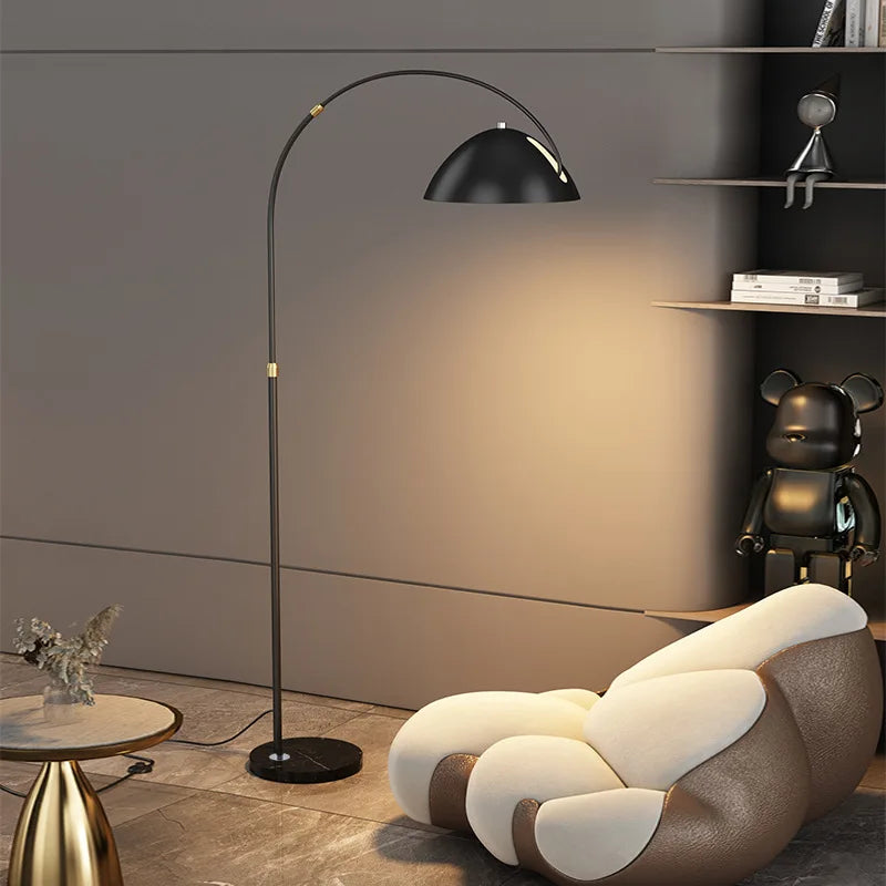 Lampadaire arc en métal chromé moderne minimaliste - vue 4 sur 8