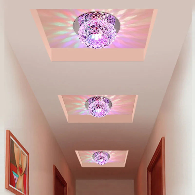 Plafonniers en cristal LED lampe d'allée projecteur salon couloir entrée Downlight en acier inoxydable lampe de Base de miroir - vue 5 sur 9