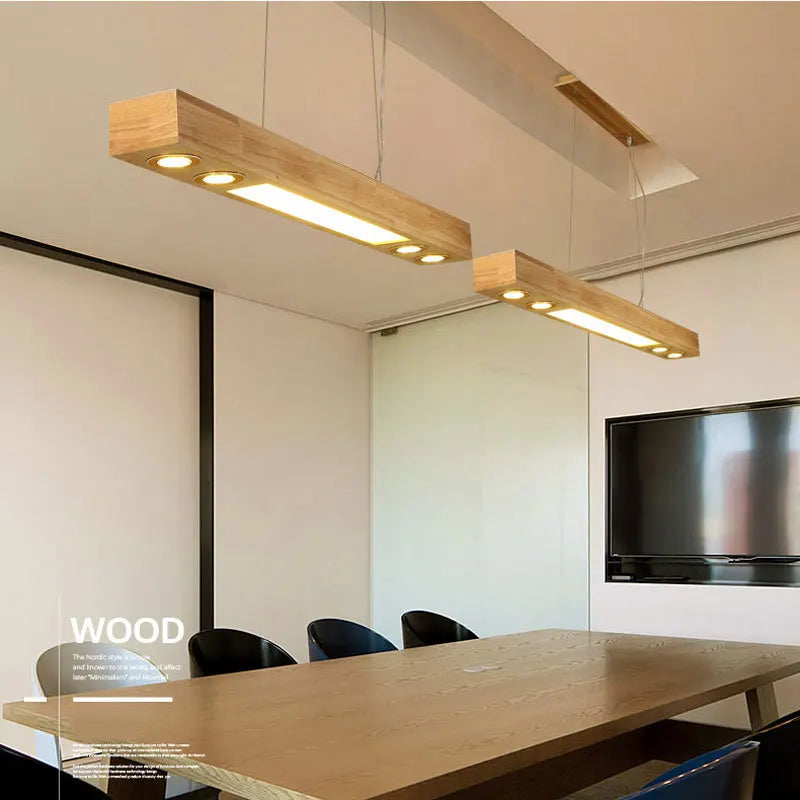 lampe suspendue led en bois au design moderne pour décoration intérieure - vue 5 sur 8