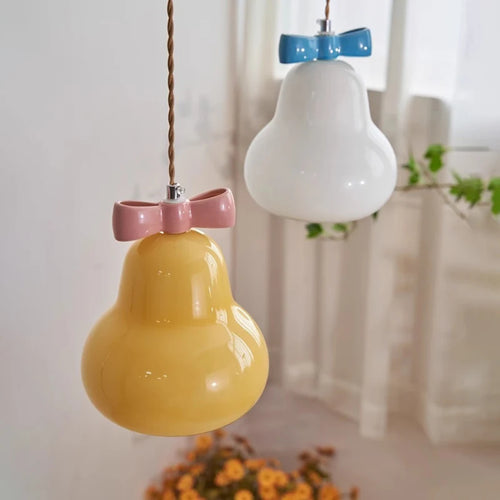 suspension en verre avec nœud rose pour chambre enfant - vue 6 sur 13