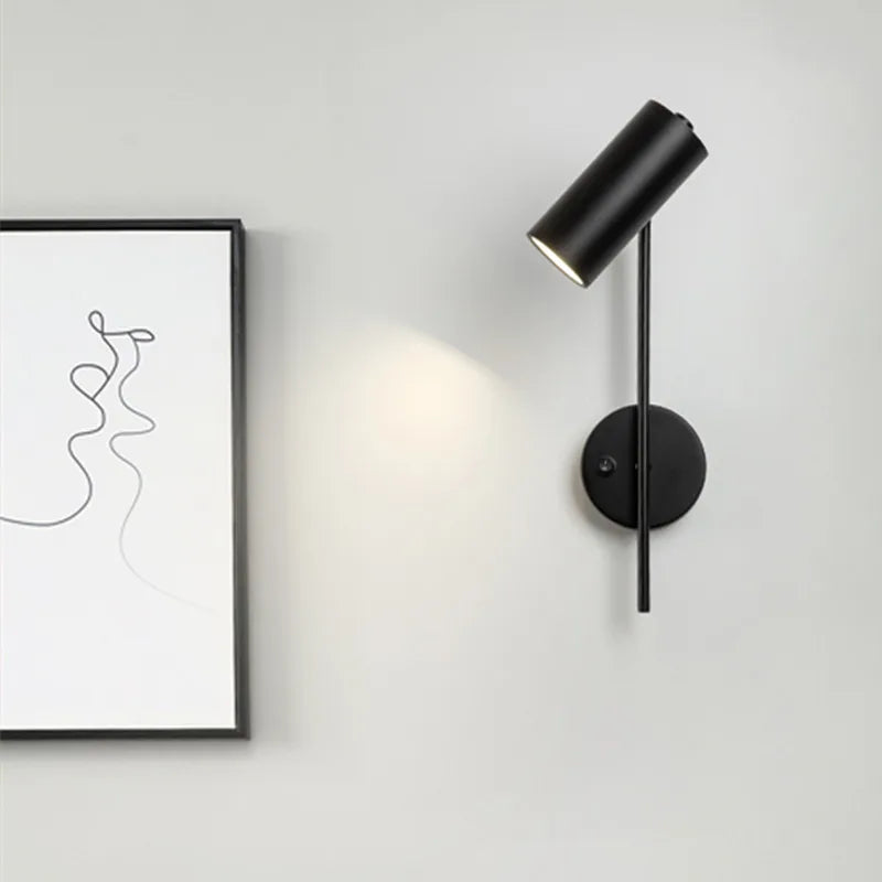 Applique murale rotative moderne salon fond applique murale LED lumière chambre chevet lumière allée longue pôle interrupteur lampe - vue 5 sur 10