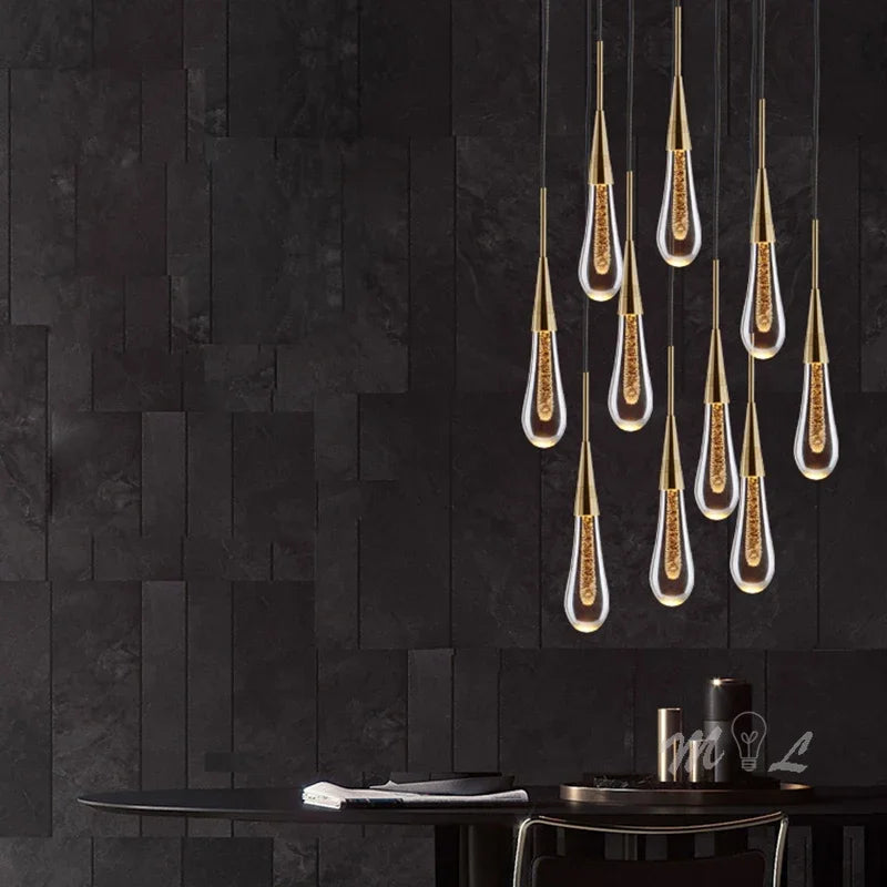 suspension design en verre en forme de gouttelettes d'eau élégante - vue 3 sur 12