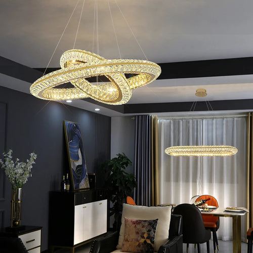 Luxe Cristal LED Suspension Lumières Villa Salon Salle À Manger Éclairage Décor Lustre Lustre Lampe Intérieur Hôtel Bar Luminaires - vue 6 sur 16