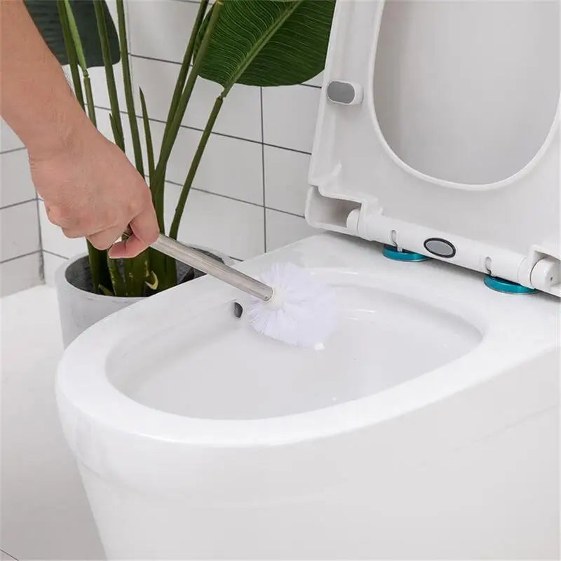 brosse de toilette en plastique avec manche inoxydable et poils souples - vue 9 sur 8