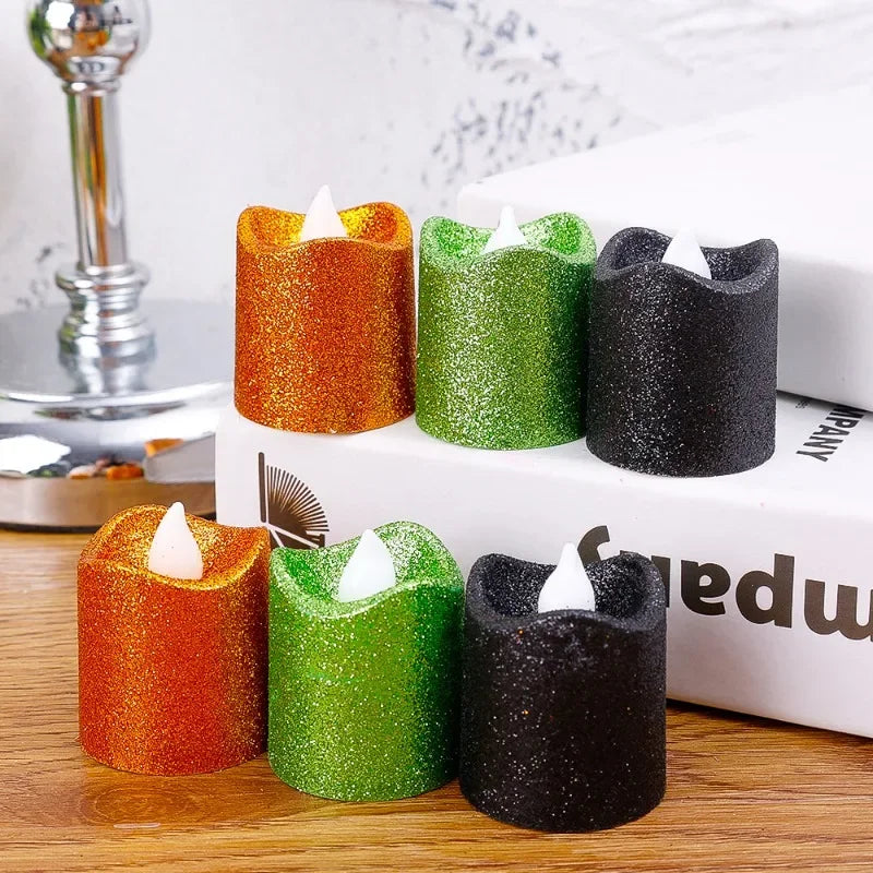 lot de 6 bougies à paillettes led pour déco romantique de fête - vue 4 sur 12