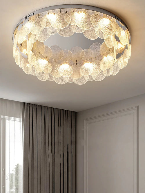 plafonnier rond en verre led luxe moderne - vue 4 sur 10