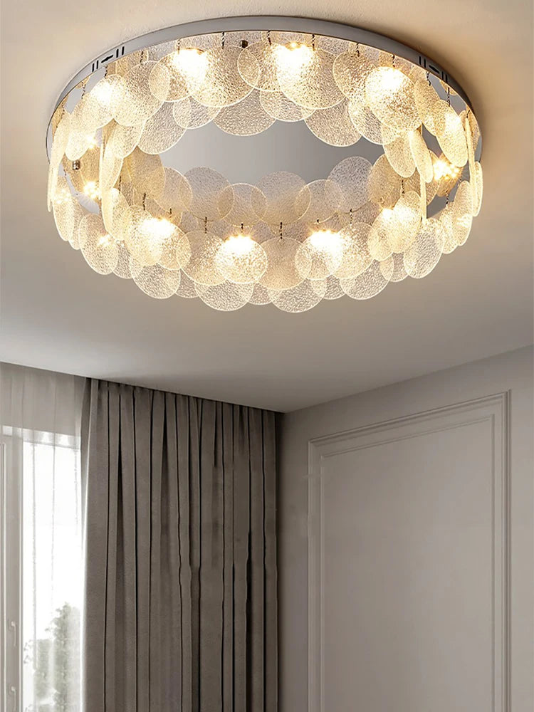 plafonnier rond en verre led luxe moderne - vue 3 sur 10