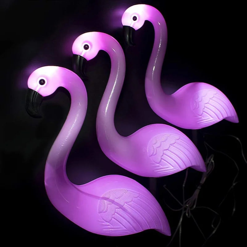 lampes solaires décoratives flamant rose pour extérieur et jardin - vue 5 sur 8