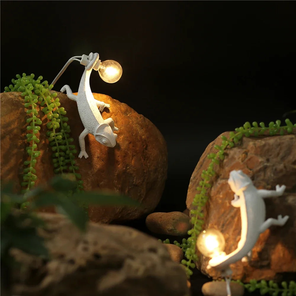 veilleuse lézard nordique lampe décorative moderne en résine - vue 5 sur 11