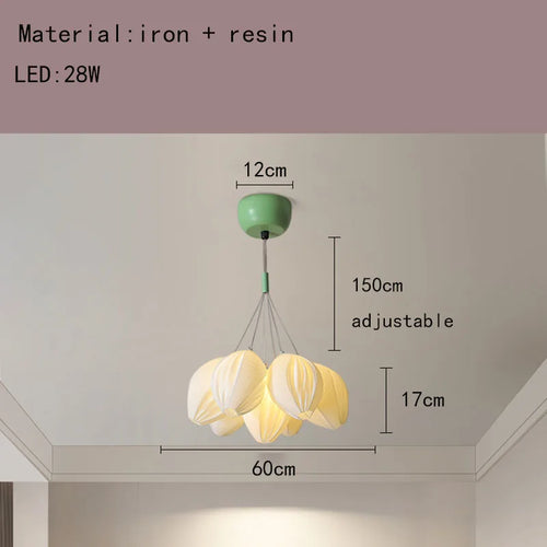 lustre en résine avec abat-jour romantique en métal - vue 12 sur 14