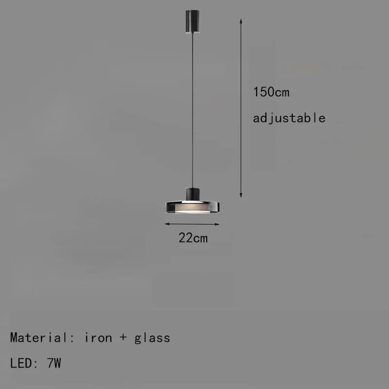 suspension ronde moderne en verre pour intérieur avec fil réglable