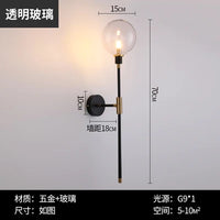applique murale led moderne en fer avec boule de verre décorative